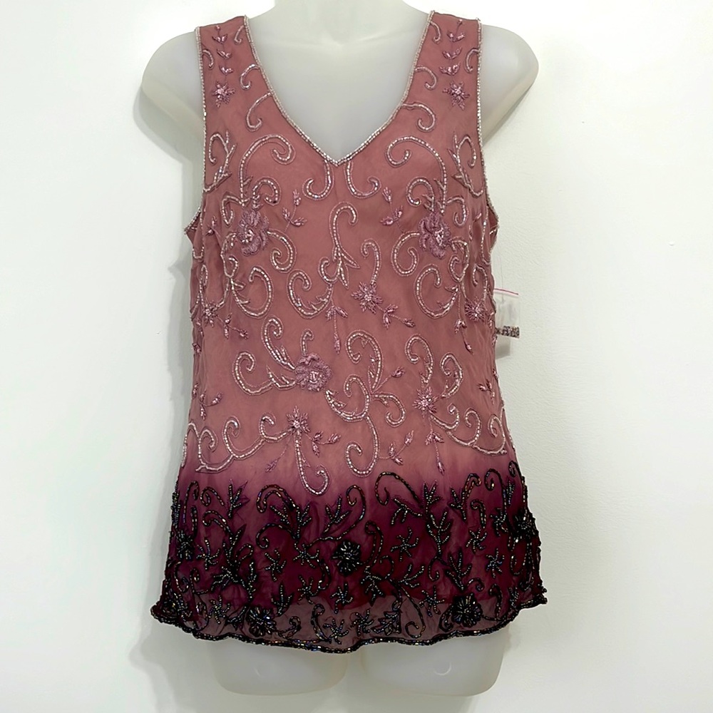 Silk beaded tank NWOT
